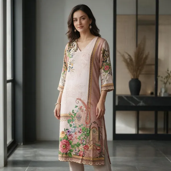 Peach_Georgette_Printed_Straight_Kurta_For_Women