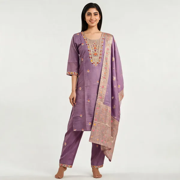 Purple_Cotton_Silk_Embroidered_Straight_Kurta_Set_For_Women