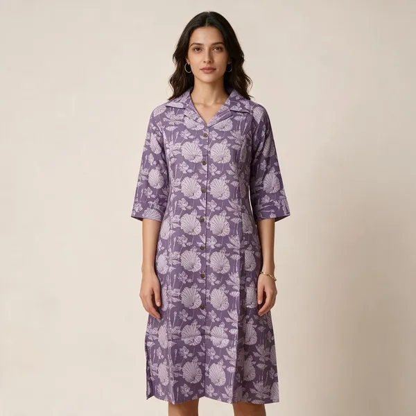 Purple_Cotton_Floral_Print_Collared_Kurta_For_Women