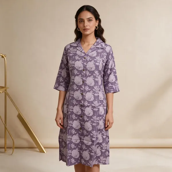 Purple_Cotton_Floral_Print_Collared_Kurta_For_Women