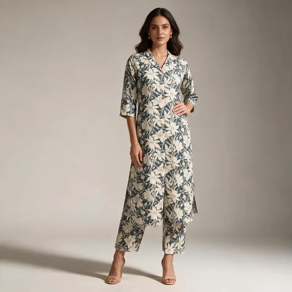 Blue_Cotton_Floral_Print_Straight_Kurta_Pant_Set_For_Women