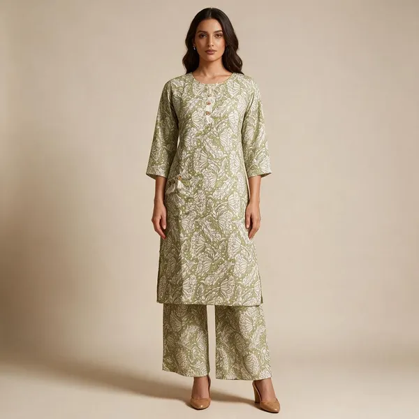 Green_Chinon_Silk_Printed_Straight_Kurta_Set_For_Women