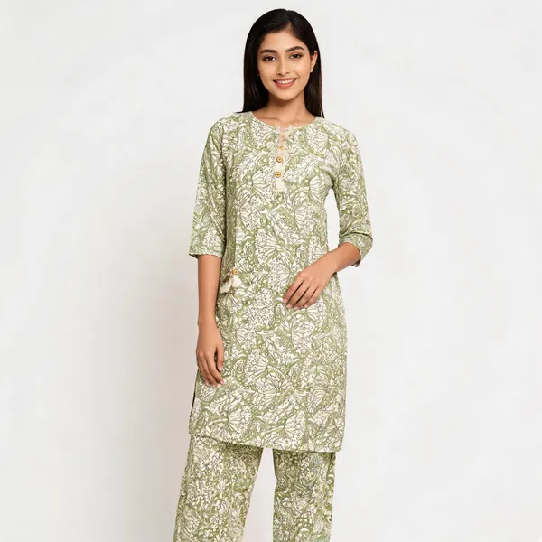 Green_Chinon_Silk_Printed_Straight_Kurta_Set_For_Women