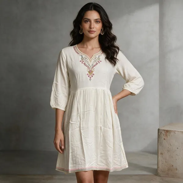 Cream_Chinon_Silk_Embroidered_Fit_And_Flare_Dress_For_Women