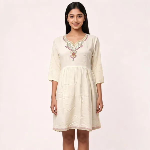 Cream_Chinon_Silk_Embroidered_Fit_And_Flare_Dress_For_Women