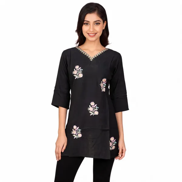 Black_Chinon_Silk_Embroidered_Straight_Kurta_For_Women