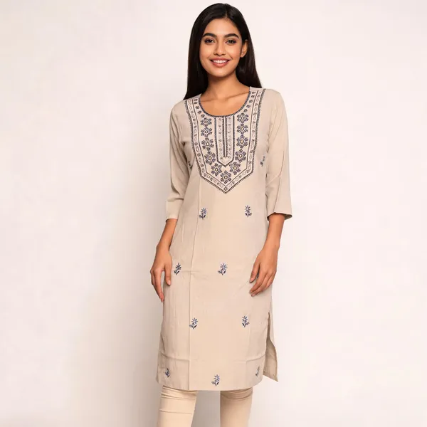 Beige_Rayon_Silk_Embroidered_Straight_Kurta_For_Women
