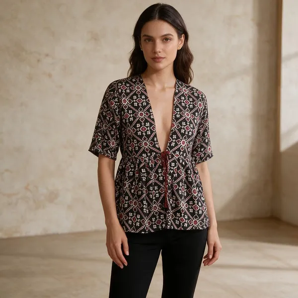 Black_Chanderi_Silk_Printed_Peplum_Top_For_Women