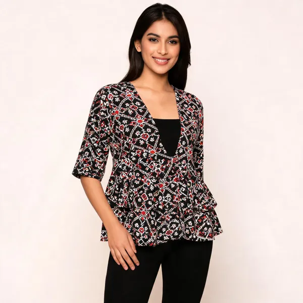 Black_Chanderi_Silk_Printed_Peplum_Top_For_Women