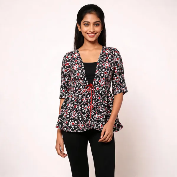 Black_Chanderi_Silk_Printed_Peplum_Top_For_Women