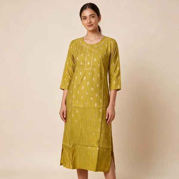 Mustard_Cotton_Straight_Kurta_For_Women