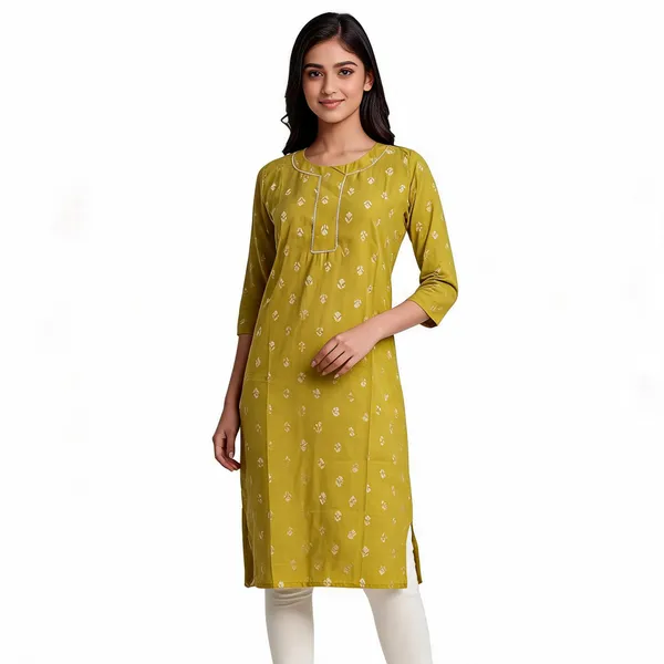 Mustard_Cotton_Straight_Kurta_For_Women