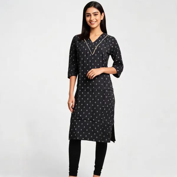 Black_Cotton_Printed_Straight_Kurta_For_Women