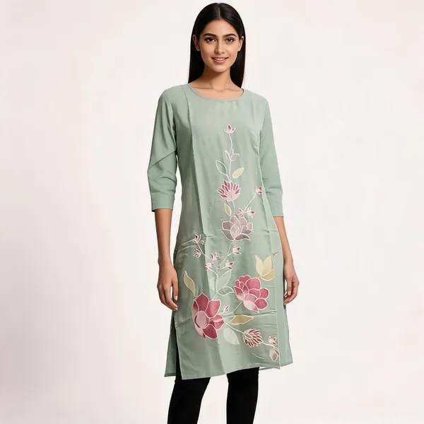 Mint_Green_Cotton_Floral_Straight_Kurta_For_Women