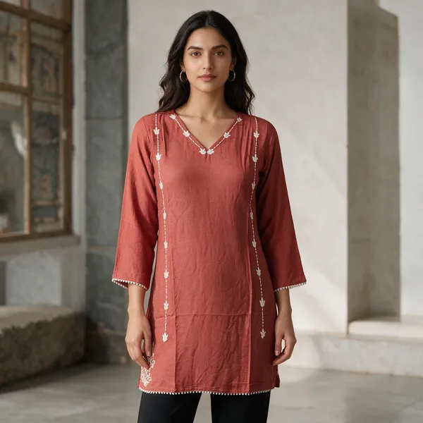 Coral_Cotton_Embellished_Straight_Kurti_For_Women