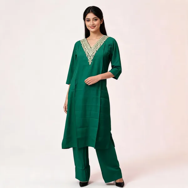 Green_Cotton_Embellished_Straight_Kurta_Set_For_Women
