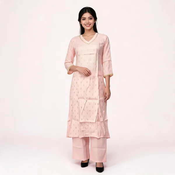 Peach_Crepe_Embroidered_Straight_Kurta_Set_For_Women