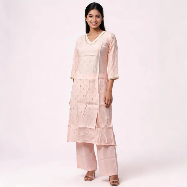 Peach_Crepe_Embroidered_Straight_Kurta_Set_For_Women