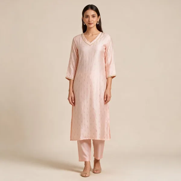 Peach_Crepe_Embroidered_Straight_Kurta_Set_For_Women