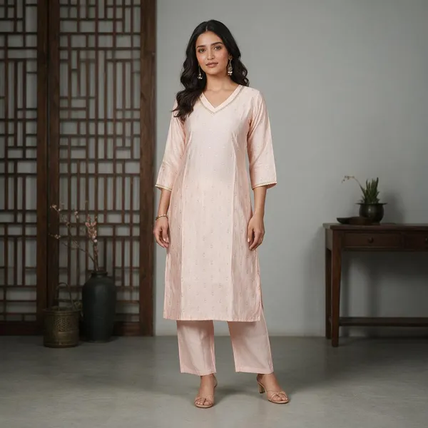 Peach_Crepe_Embroidered_Straight_Kurta_Set_For_Women