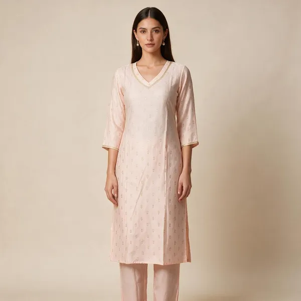 Peach_Crepe_Embroidered_Straight_Kurta_Set_For_Women