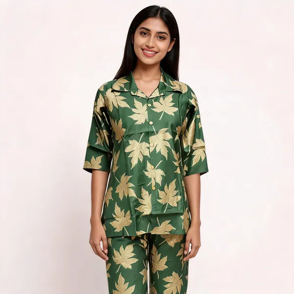 Green_Cotton_Floral_Print_Night_Suit_For_Women