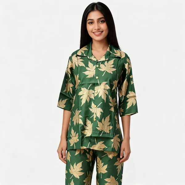 Green_Cotton_Floral_Print_Night_Suit_For_Women