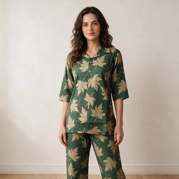 Green_Cotton_Floral_Print_Night_Suit_For_Women