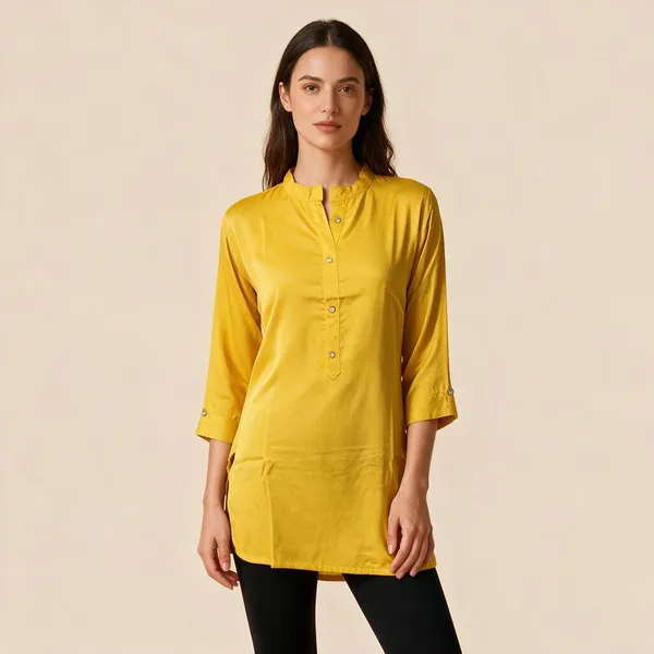 Yellow_Cotton_Straight_Kurti_For_Women