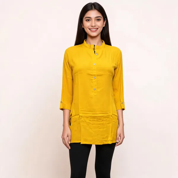 Yellow_Cotton_Straight_Kurti_For_Women