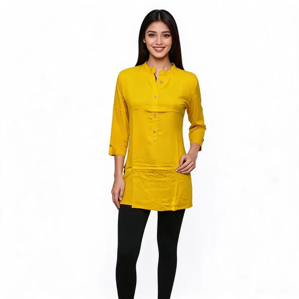Yellow_Cotton_Straight_Kurti_For_Women