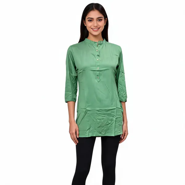 Green_Rayon_Straight_Kurti_For_Women