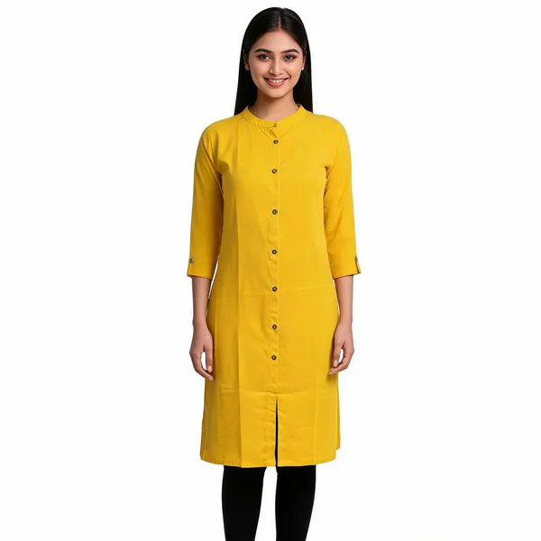 Yellow_Viscose_Rayon_Solid_Straight_Kurta_For_Women