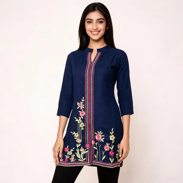 Navy_Viscose_Rayon_Embroidered_Straight_Kurta_For_Women