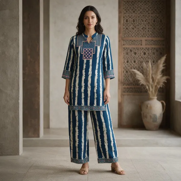 Blue_Silk_Blend_Printed_Straight_Kurta_Pant_Set_For_Women