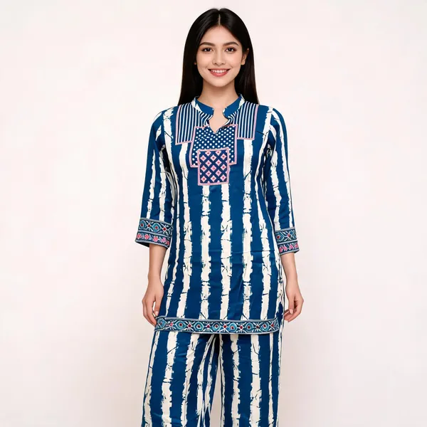 Blue_Silk_Blend_Printed_Straight_Kurta_Pant_Set_For_Women