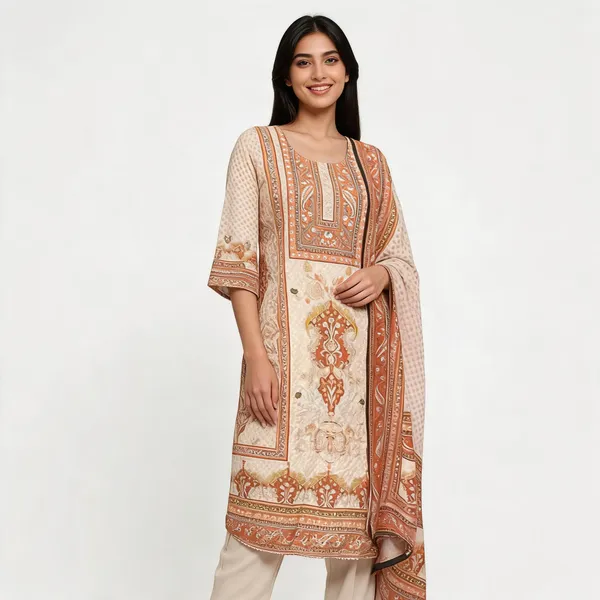 Cream_Rayon_Printed_Straight_Kurta_For_Women