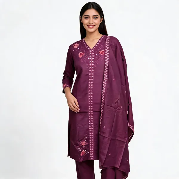 Purple_Rayon_Embroidered_Straight_Kurta_Set_For_Women