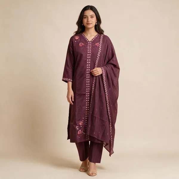 Purple_Rayon_Embroidered_Straight_Kurta_Set_For_Women