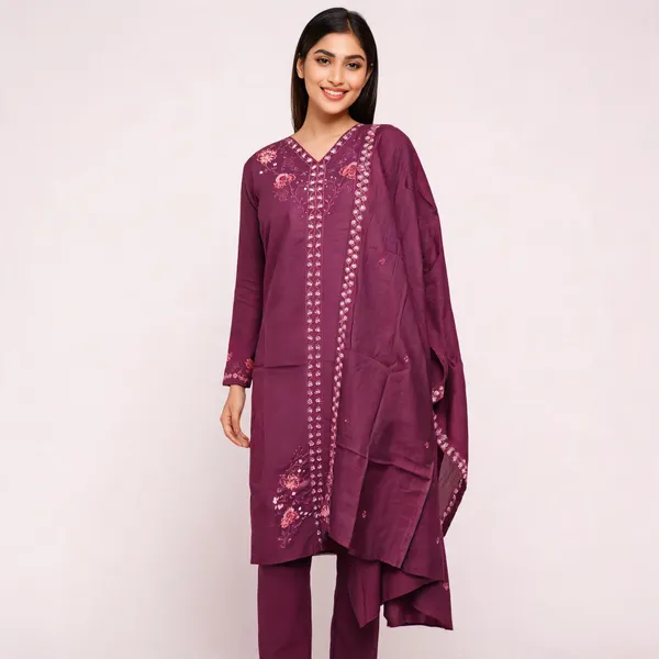 Purple_Rayon_Embroidered_Straight_Kurta_Set_For_Women
