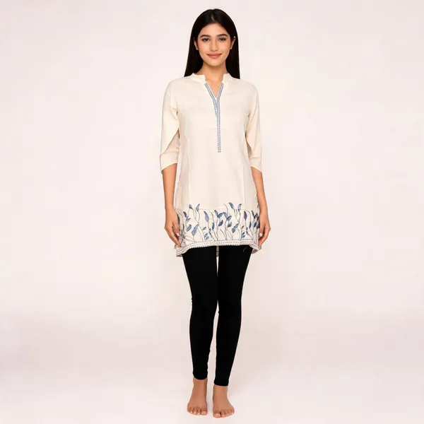 White_Rayon_Straight_Fit_Embroidered_Kurti_For_Women