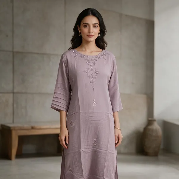 Mauve_Rayon_Embroidered_Straight_Kurta_For_Women