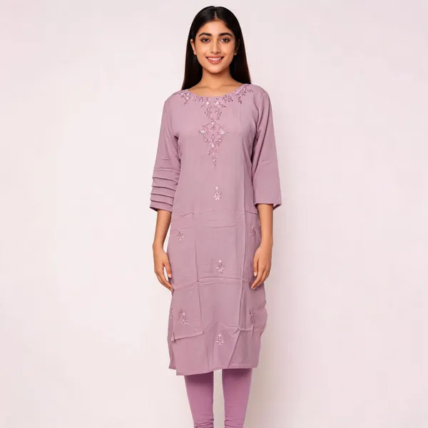Mauve_Rayon_Embroidered_Straight_Kurta_For_Women