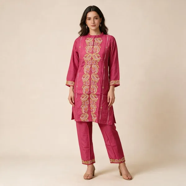 Pink_Rayon_Embroidered_Straight_Kurta_Set_For_Women