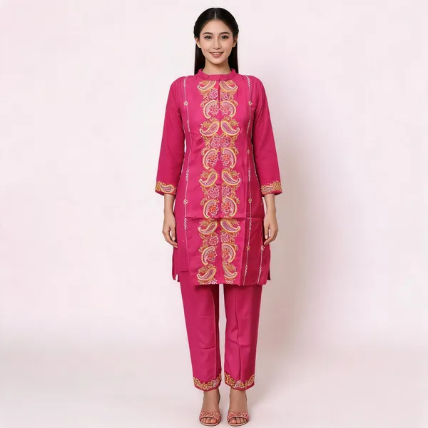 Pink_Rayon_Embroidered_Straight_Kurta_Set_For_Women