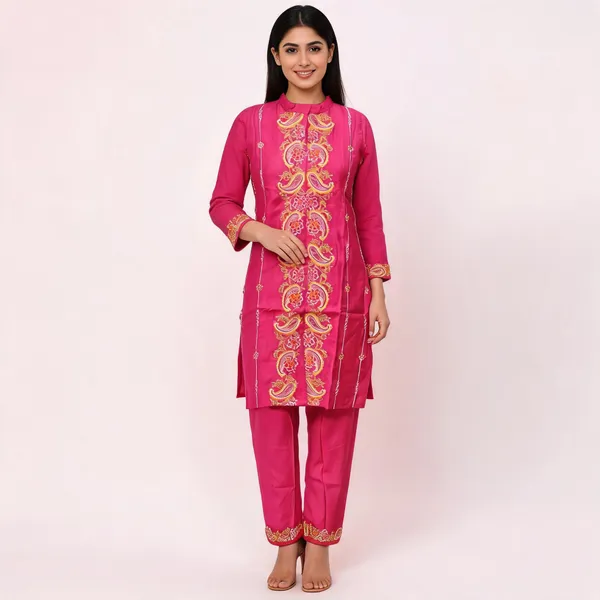 Pink_Rayon_Embroidered_Straight_Kurta_Set_For_Women