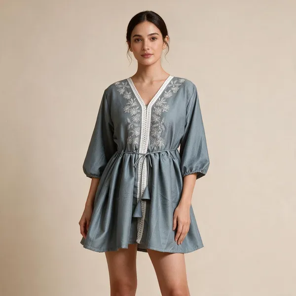Grey_Roman_Silk_Flared_Tunic_Top_For_Women
