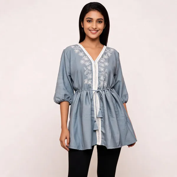 Grey_Roman_Silk_Flared_Tunic_Top_For_Women