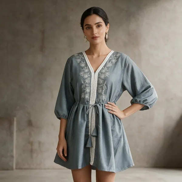 Grey_Roman_Silk_Flared_Tunic_Top_For_Women
