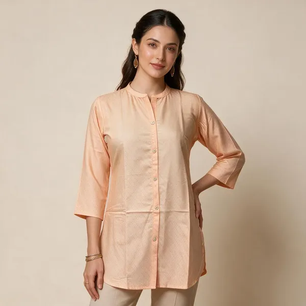 Peach_Silk_Blend_Straight_Kurta_For_Women